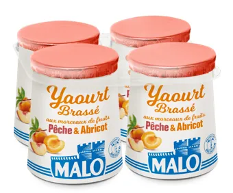 Malo Les Yaourts Yaourt Brassé Pêche Abricot aux Fruits