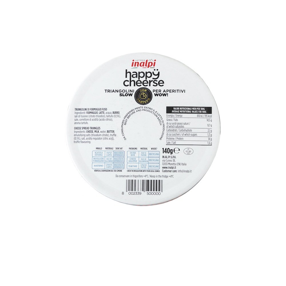 Inalpi Happy Cheerse Tartufo portions fromage truffe 140g