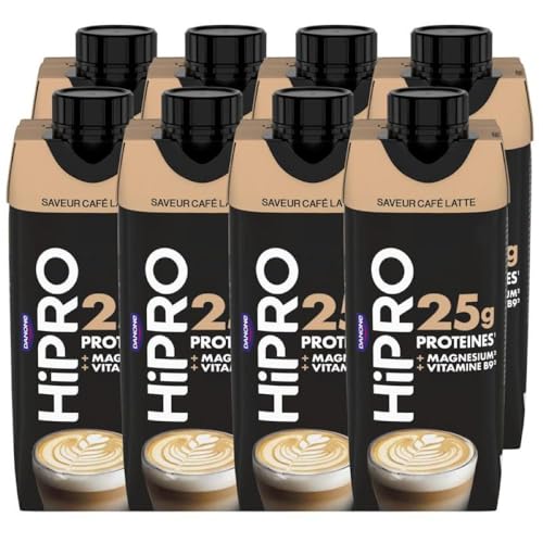 Hipro Boisson Protéinée Café Latte 8 x 330ml Sans Lactose