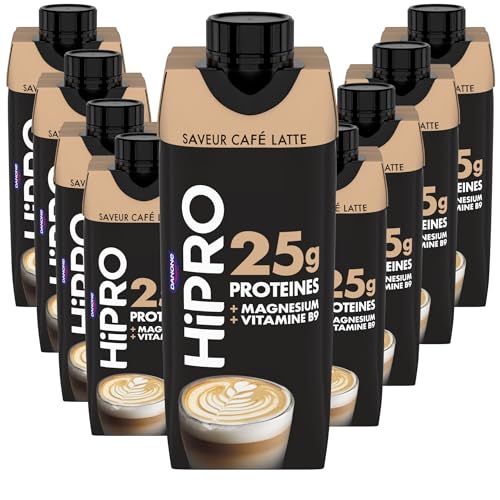 Hipro Boisson Protéinée Café Latte 8 x 330ml Sans Lactose