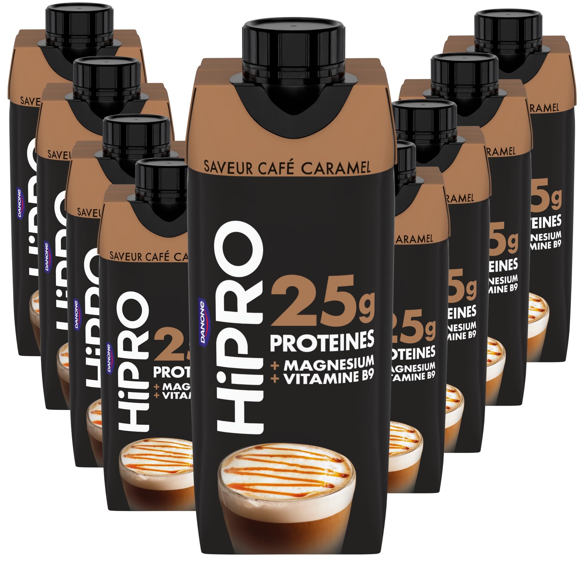 Hipro Boisson protéinée caramel café 330ml lot 8x330ml sans lactose