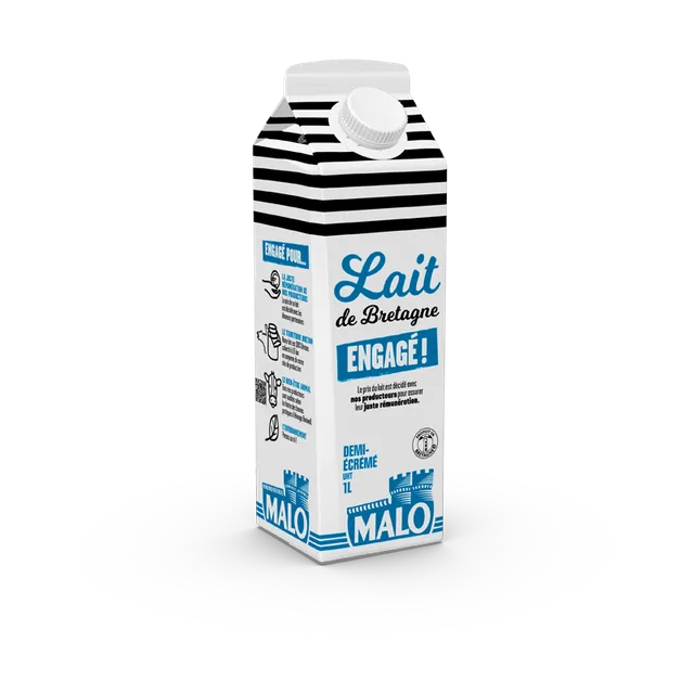 Malo Le Lait engagé demi-écrémé lait frais origine France