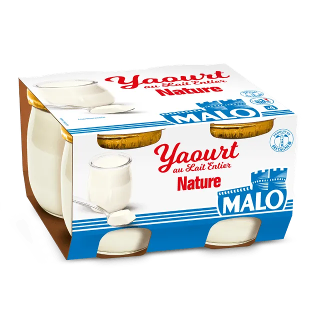 Malo Les Yaourts Nature au Lait Entier Yaourt Frais