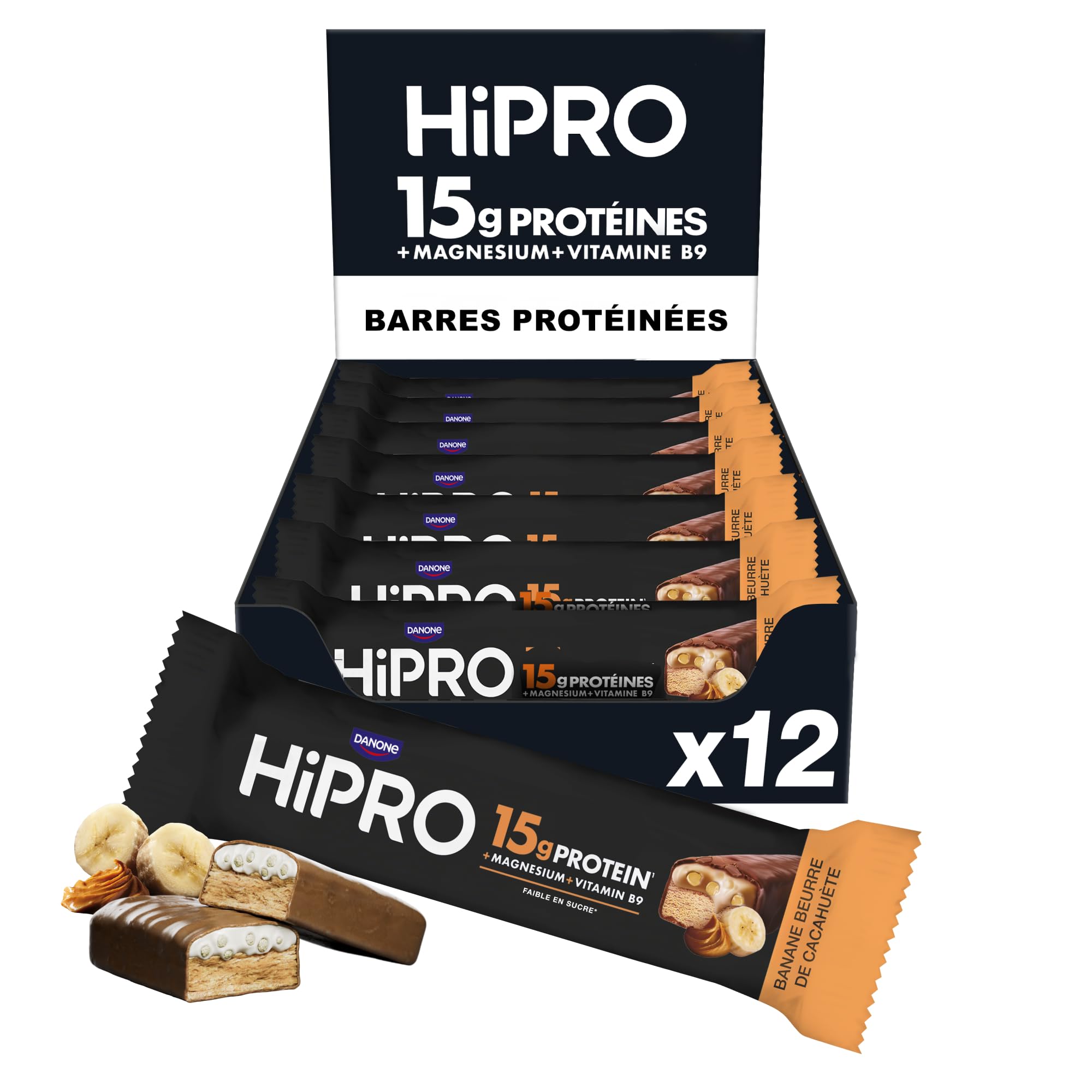 Hipro Barre protéinée banane beurre cacahuète 45g pack 12