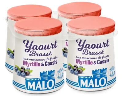 Malo Les Yaourts Brassé Myrtille Cassis aux fruits