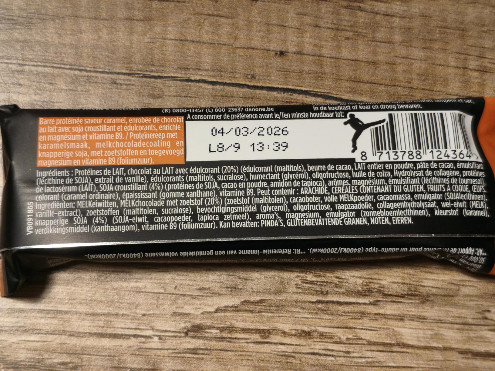 Hipro Barre protéinée caramel 45g pack 12 magnésium B9