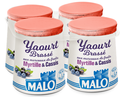 Malo Les Yaourts Brassé Myrtille Cassis aux fruits