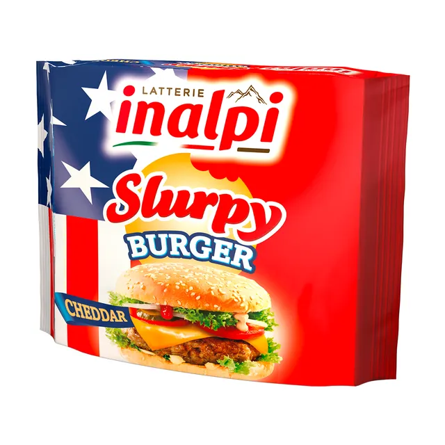 Inalpi Slurpy Burger Cheddar tranches fromage fondu 175g