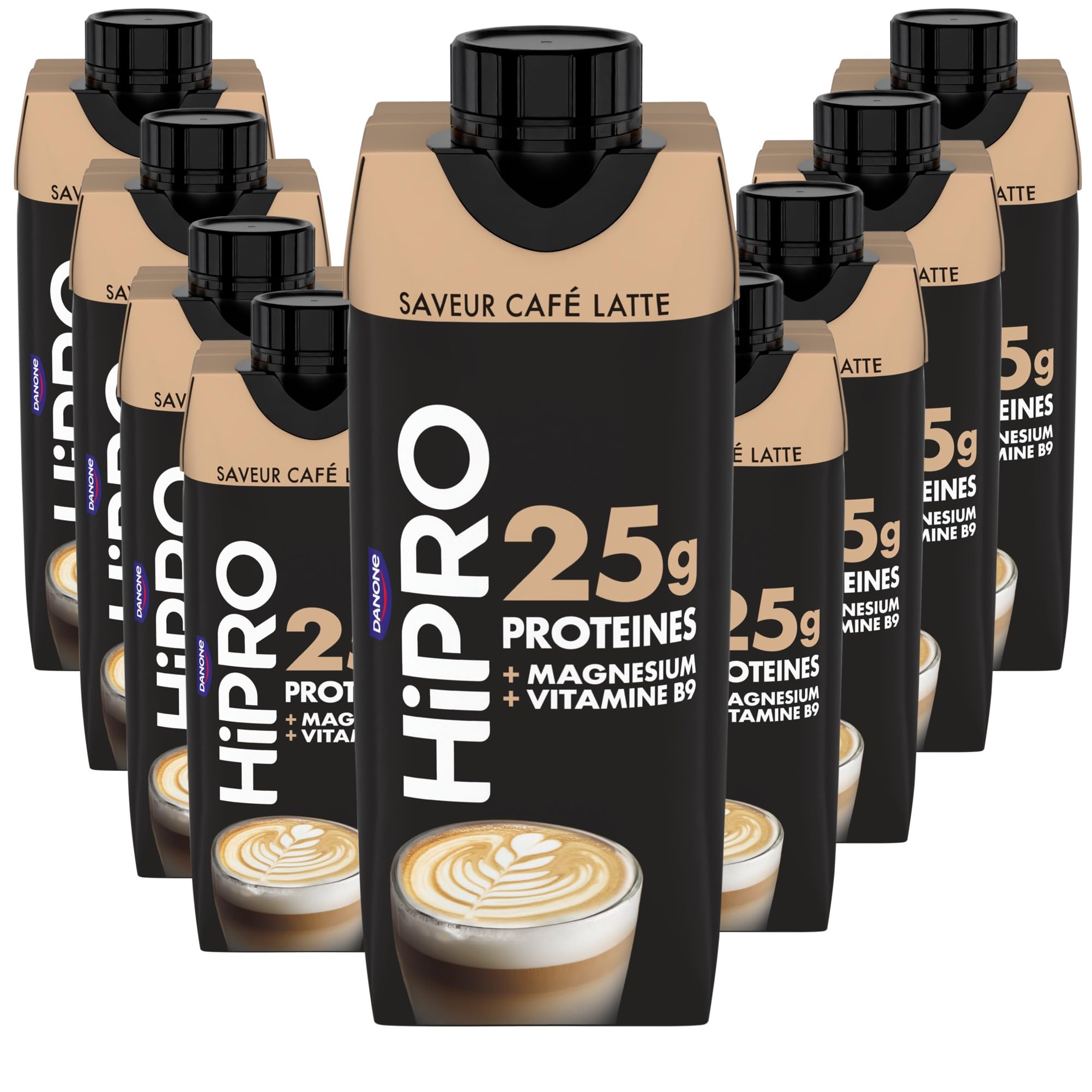 Hipro Boisson Protéinée Café Latte 8 x 330ml Sans Lactose