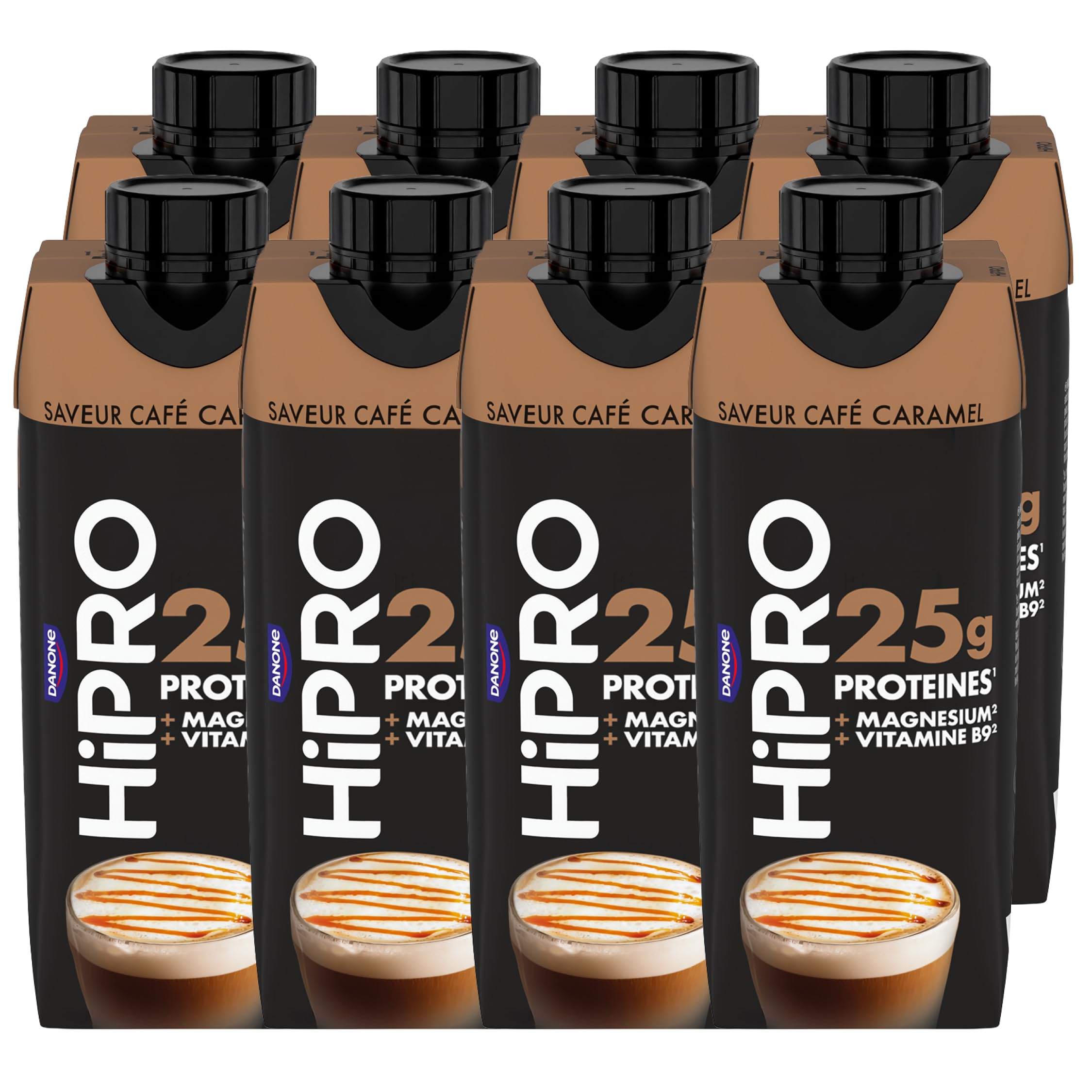 Hipro Boisson protéinée caramel café 330ml lot 8x330ml sans lactose