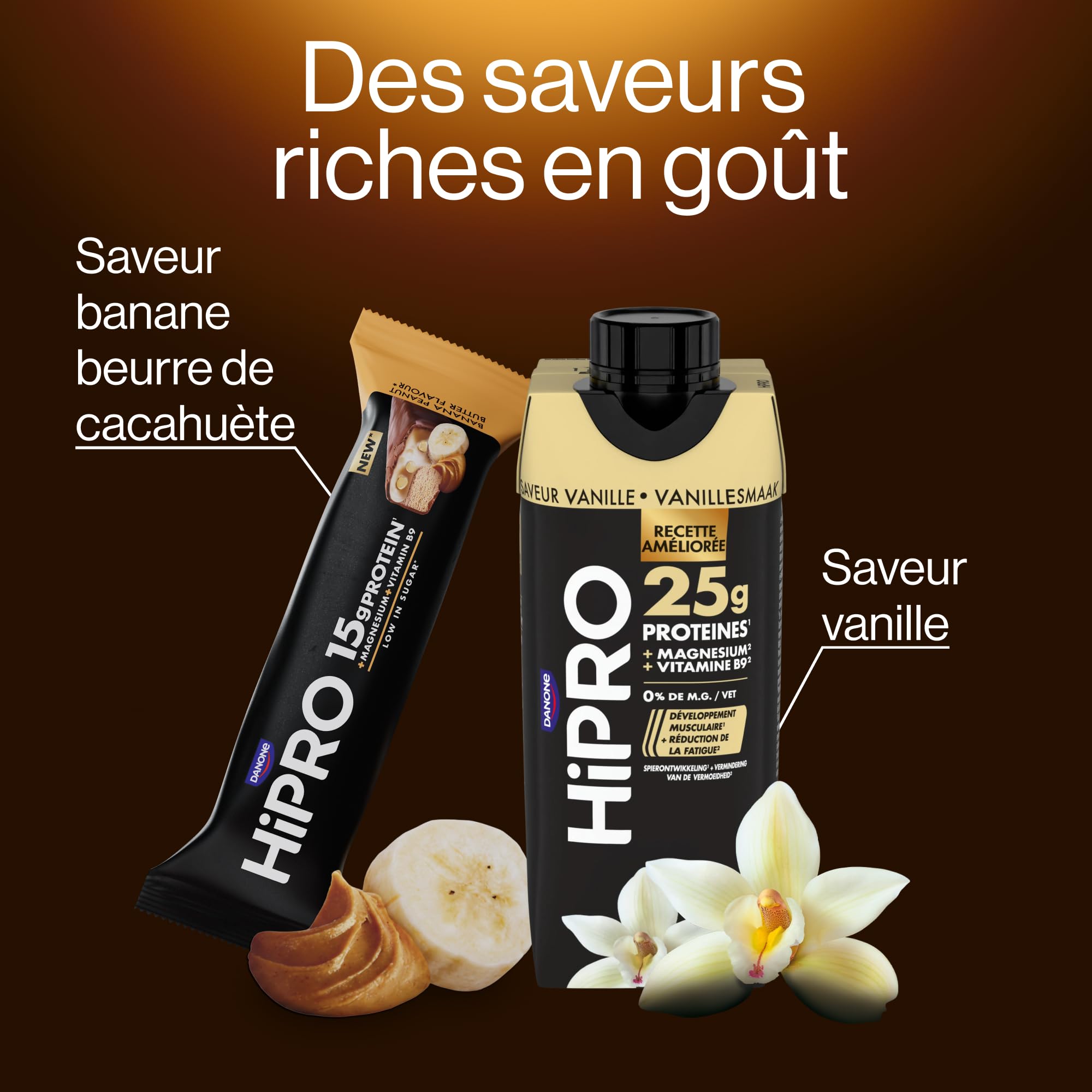 HiPRO Lot Boisson Vanille 8x330ml + Barres Banane 12x45g