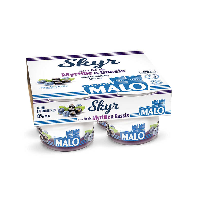 Malo Les Skyrs skyr 0% myrtille cassis protéiné