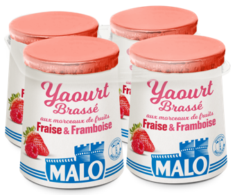 Malo Les Yaourts yaourt fraise framboise morceaux fruits