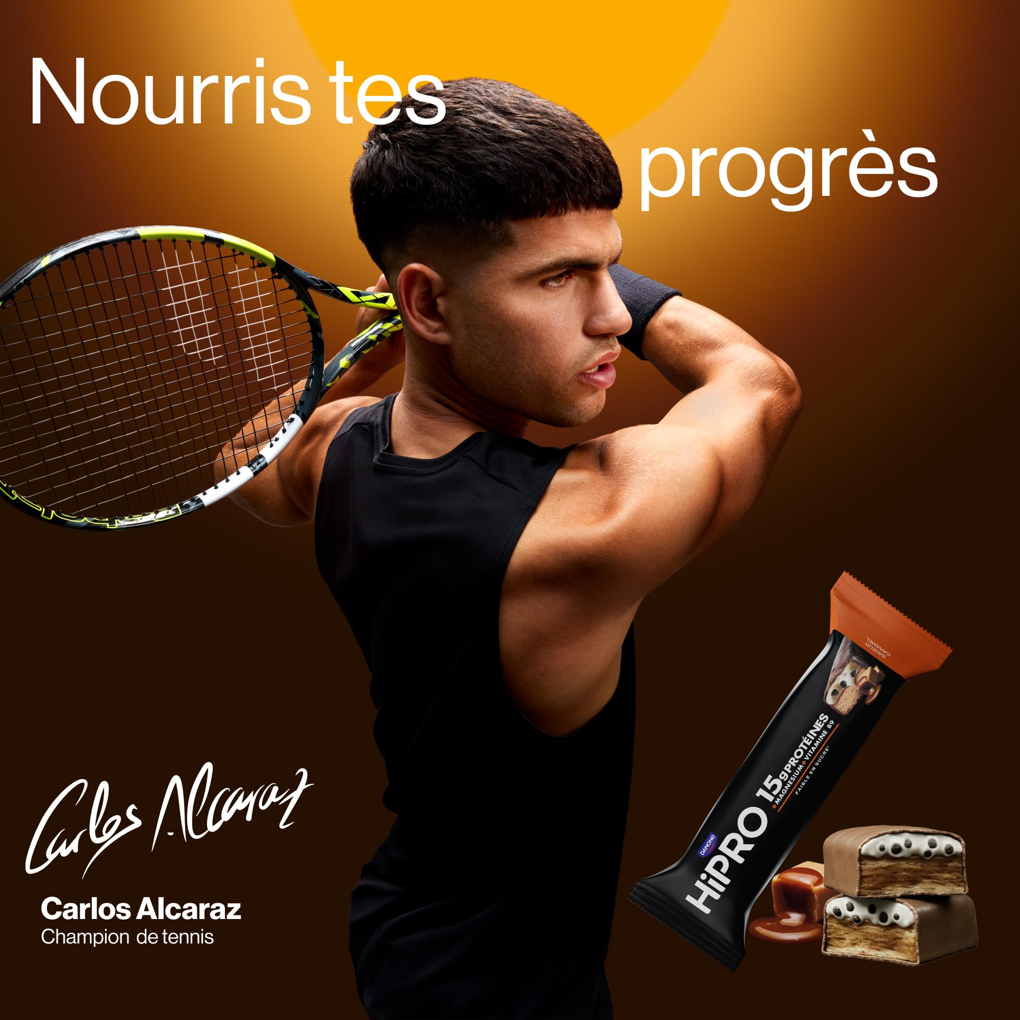 Hipro Barre protéinée caramel 45g pack 12 magnésium B9