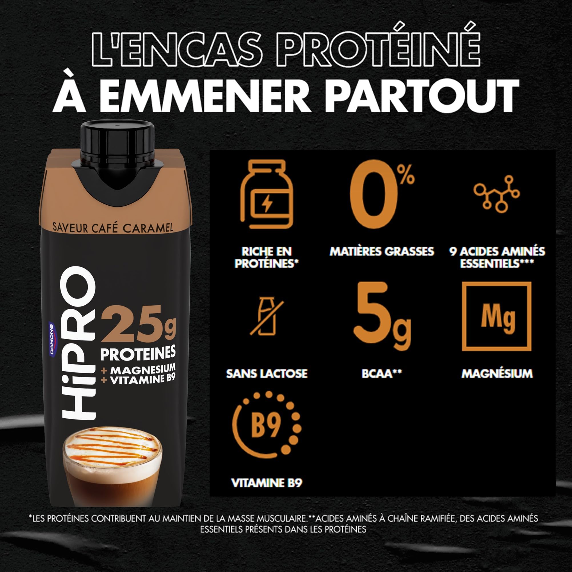 Hipro Boisson protéinée caramel café 330ml lot 8x330ml sans lactose