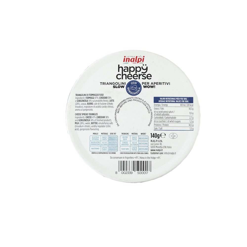 Inalpi Happy Cheerse fromage fondu gorgonzola 140g crémeux