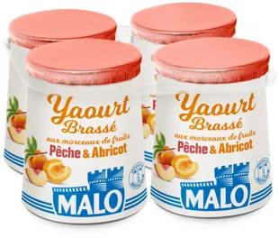 Malo Les Yaourts yaourt pêche abricot morceaux fruits