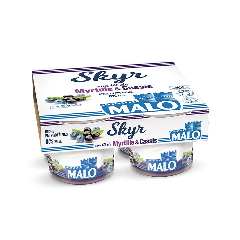 Malo Les Skyrs skyr 0% myrtille cassis protéiné