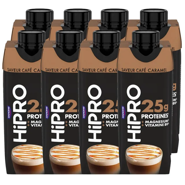 Hipro Boisson protéinée caramel café 330ml lot 8x330ml sans lactose