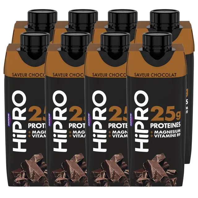 Hipro Boisson Protéinée Chocolat 8 x 330ml Sans Lactose