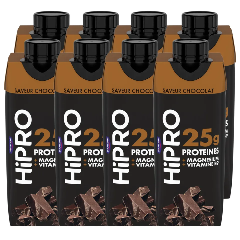 Hipro Boisson Protéinée Chocolat 8 x 330ml Sans Lactose