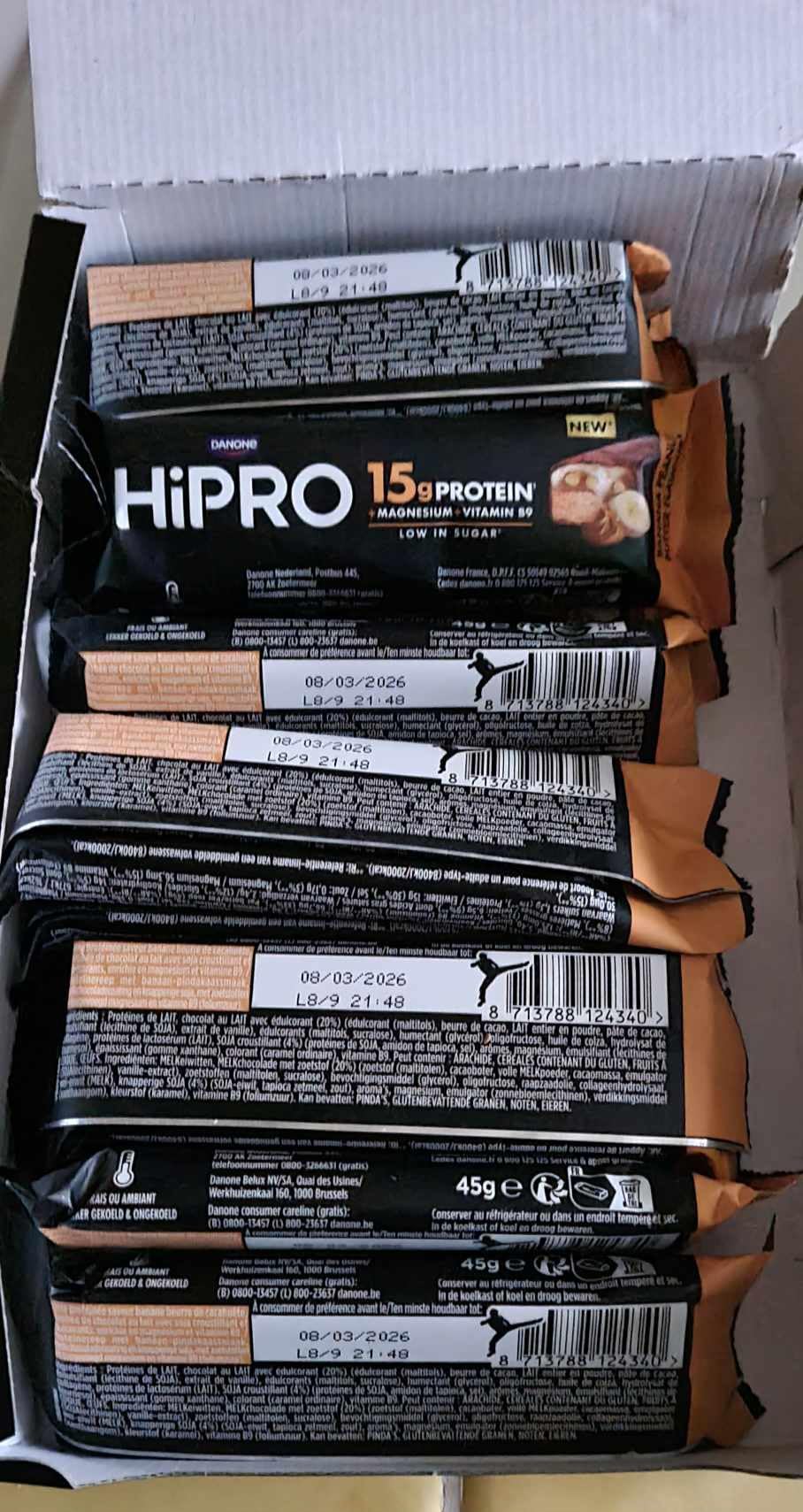 Hipro Barre protéinée banane beurre cacahuète 45g pack 12