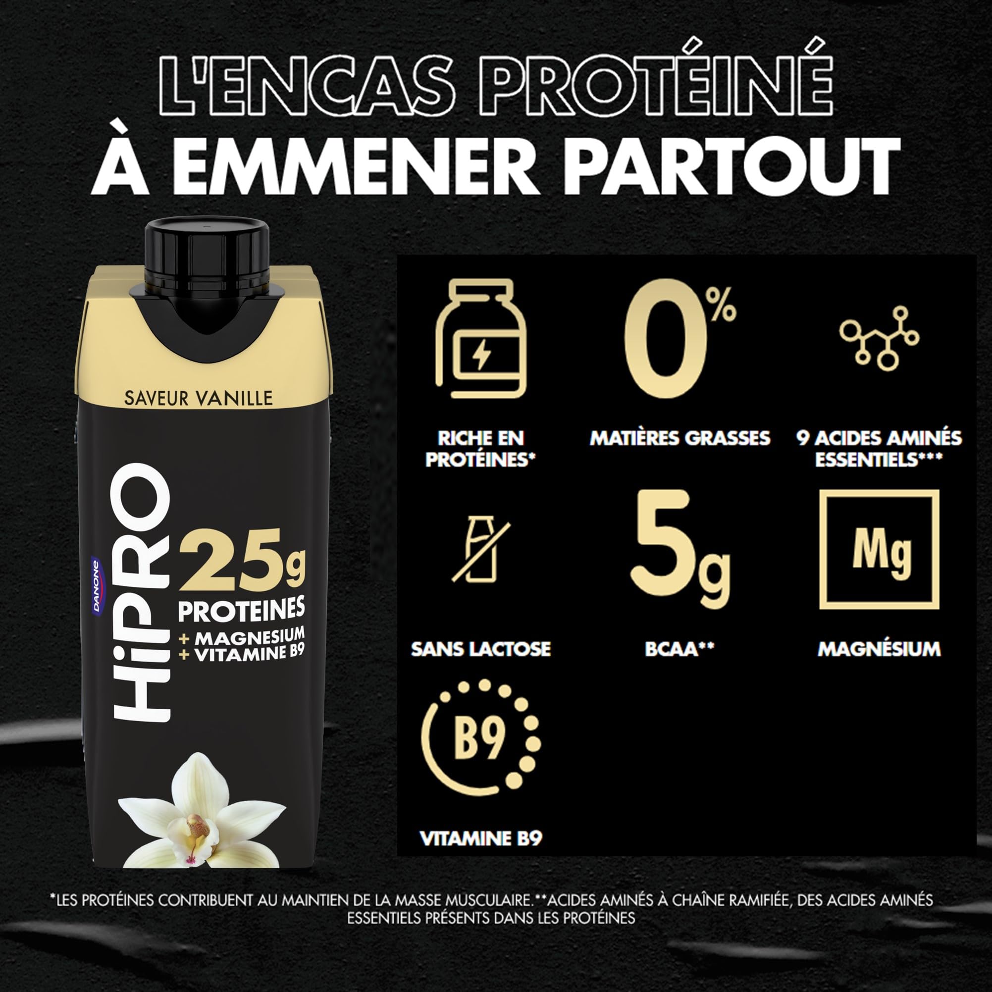 Hipro Boisson Protéinée Vanille 8 x 330ml Sans Lactose