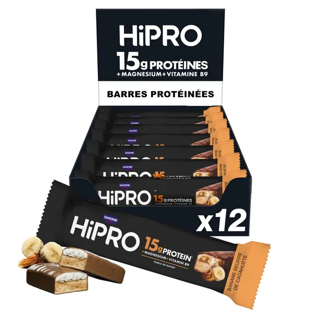 Hipro Barre protéinée banane beurre cacahuète 45g pack 12