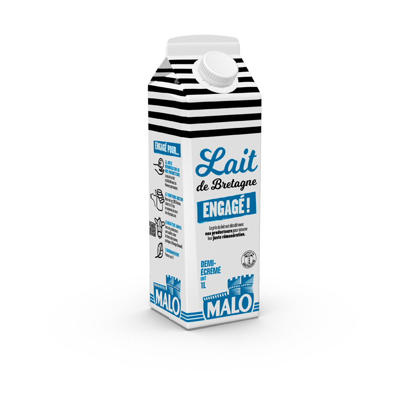 Malo Le Lait engagé demi-écrémé lait frais origine France
