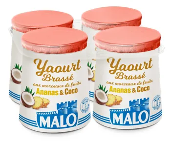 Malo Les Yaourts yaourt brassé ananas coco aux fruits