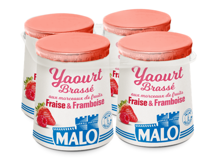 Malo Les Yaourts Brassé Fraise Framboise aux fruits
