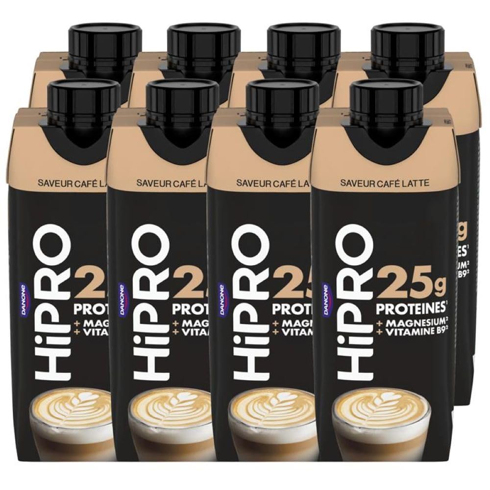 Hipro Boisson Protéinée Café Latte 8 x 330ml Sans Lactose