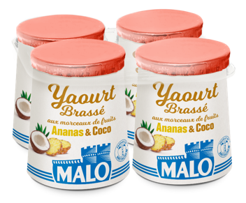 Malo Les Yaourts yaourt brassé ananas coco aux fruits